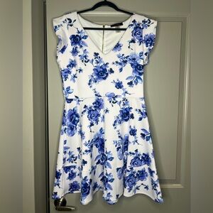 Lorena Rose- White & Blue Floral Dress